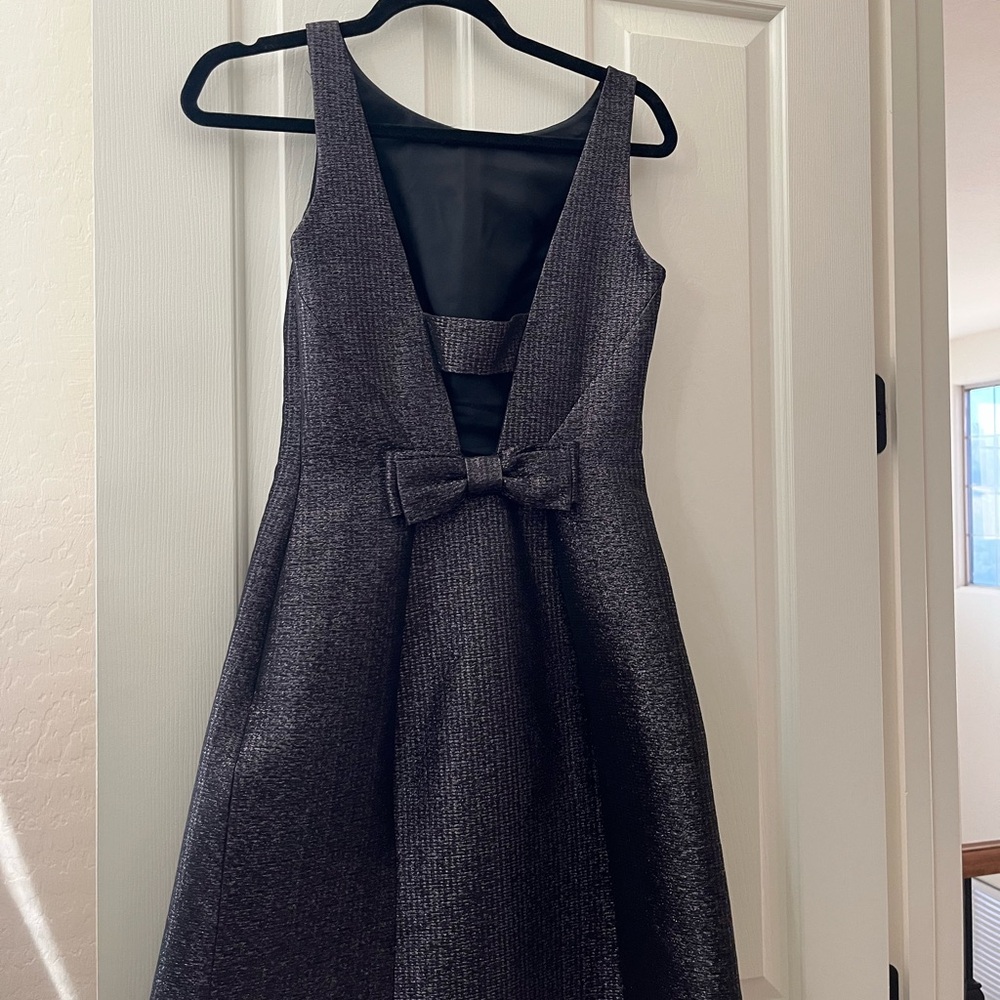 Elegant Charcoal Dress with Bow